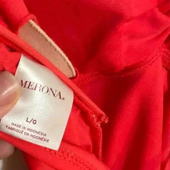 MERONA ONE PIECE SWIMSUIT SIZE LARGE-USED coral red - Picture 4 of 9